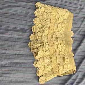 New no tags khaki with crochet layer style shorts